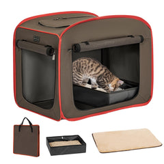 Petsfit jaula portátil para gatos plegable con caja de arena integrada, ideal para viajar.