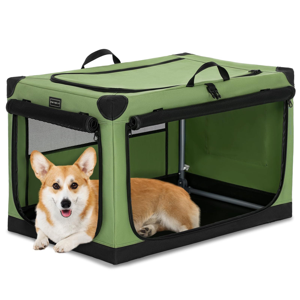 PETSFIT jaula de 30 pulgadas con marco espiral, ideal para perros medianos.