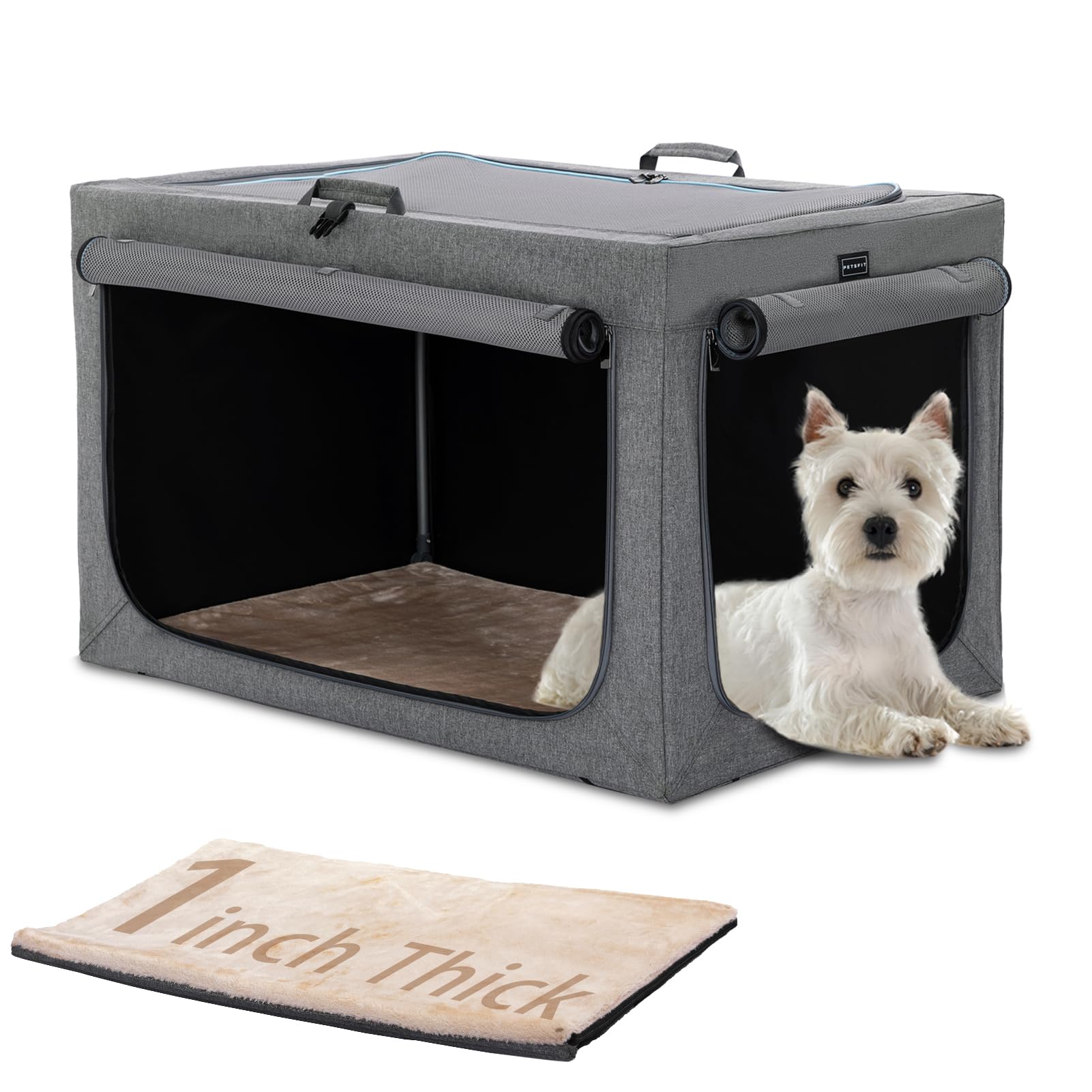 Petsfit jaula interior para perros, marco espiral ajustable, espacio cómodo
