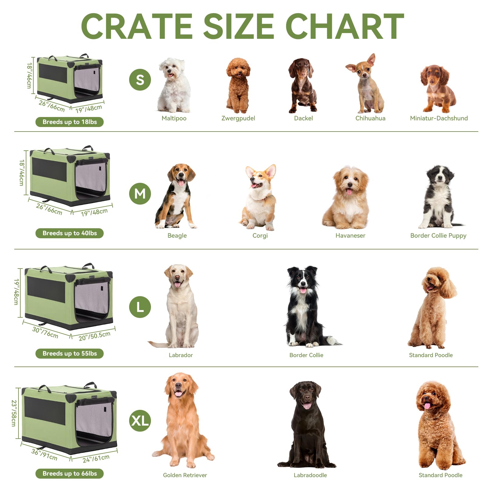 PETSFIT jaula plegable para coche verde, perfecta para viajes en familia.