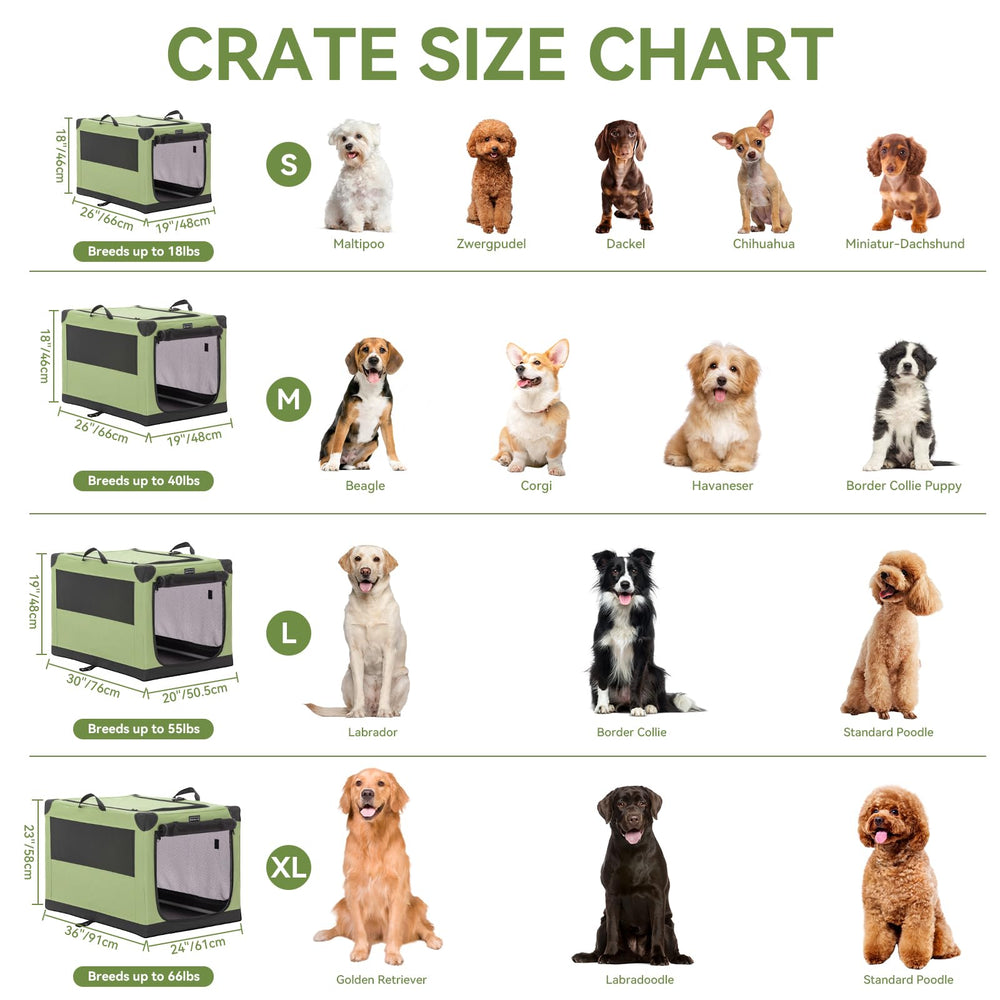 PETSFIT jaula plegable para coche verde, perfecta para viajes en familia.