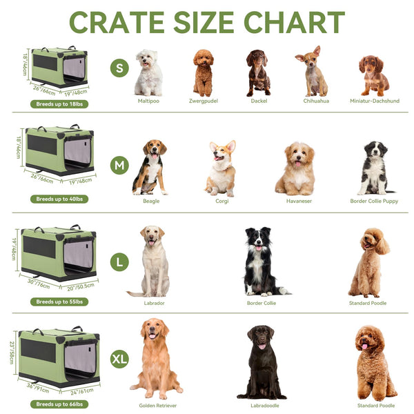 PETSFIT jaula plegable para coche verde, perfecta para viajes en familia.