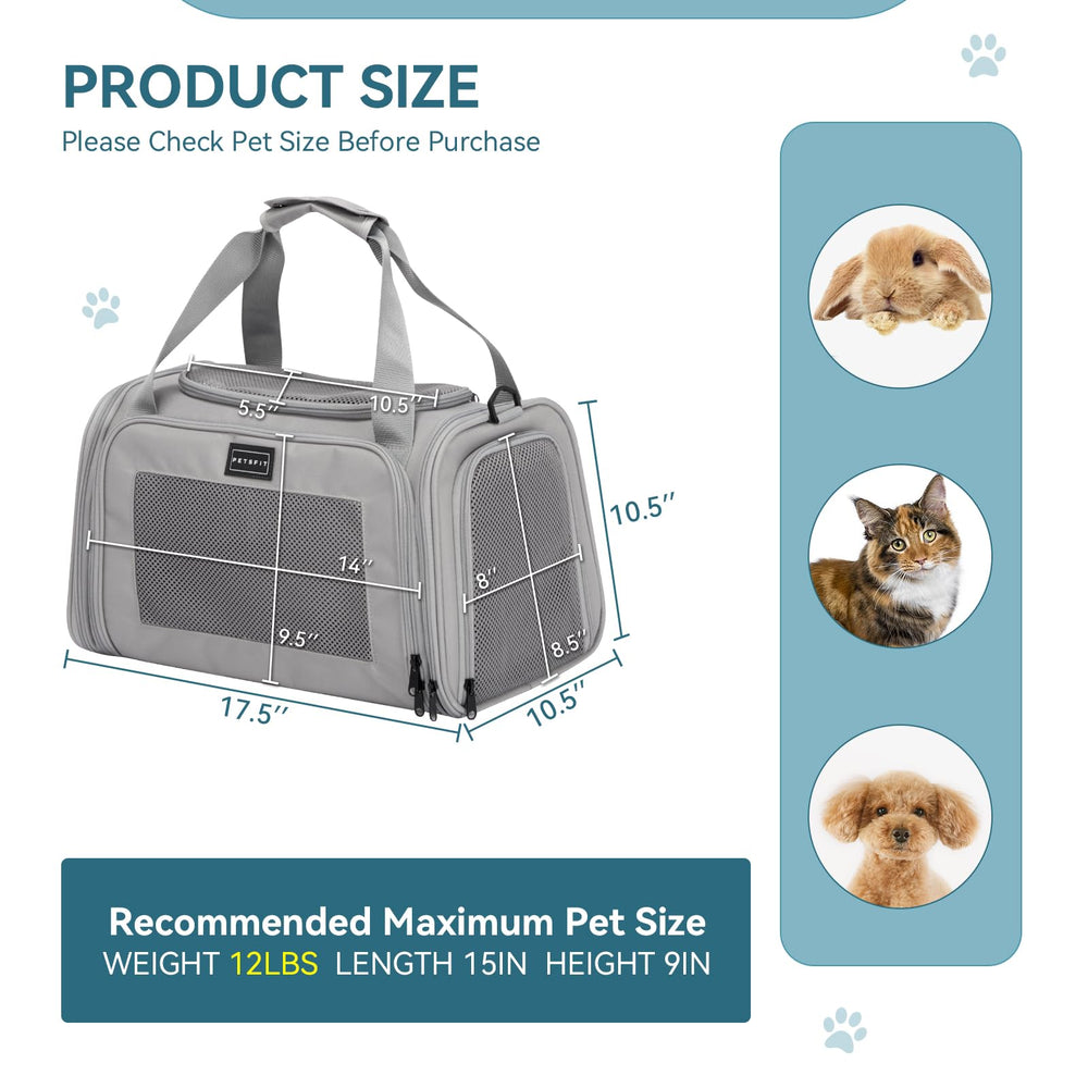 Petsfit transportín con dimensiones 17.5 x 10.5 x 10.6 pulgadas para gatos hasta 12 lb
