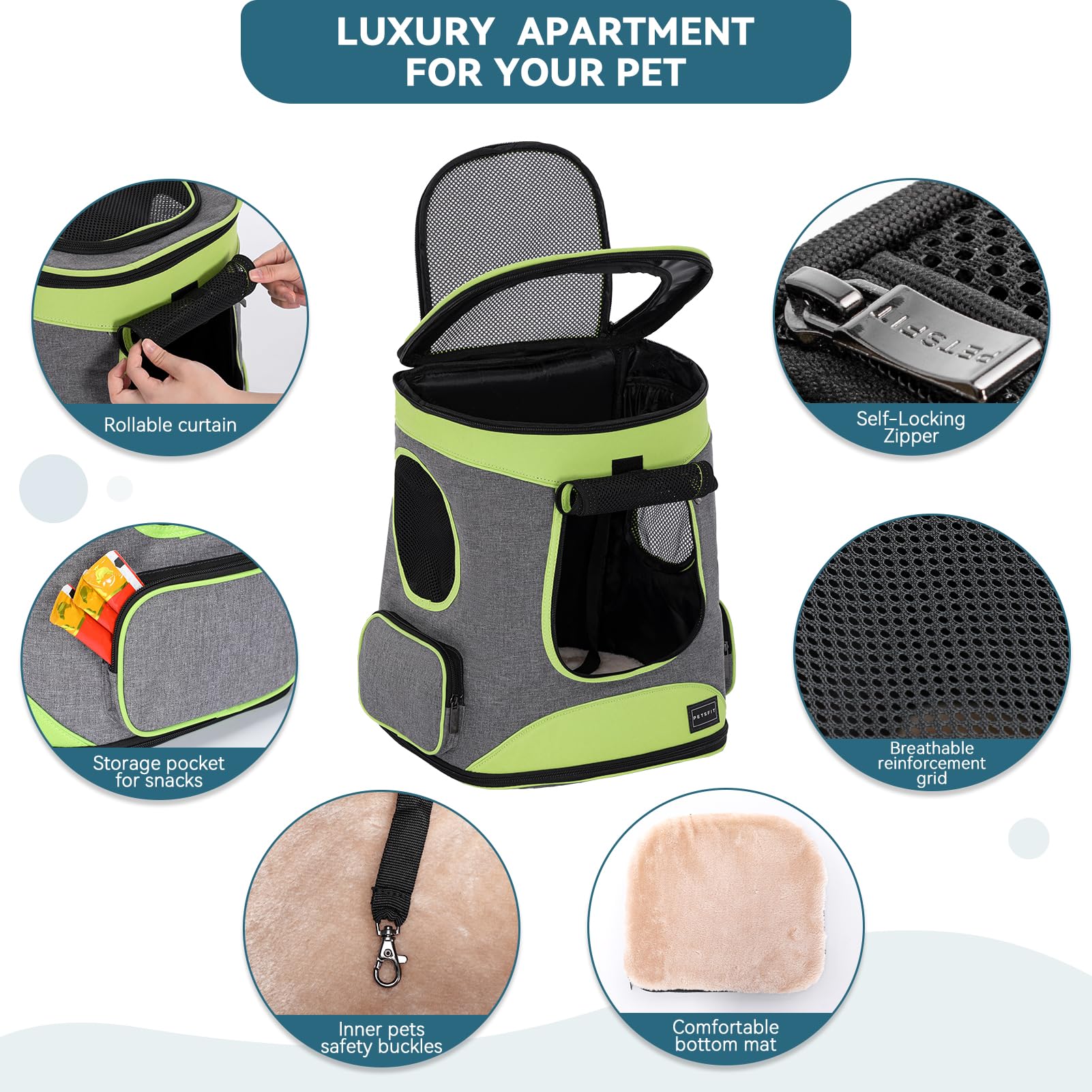 Petsfit mochila mascota, ventanas de malla para ventilación.