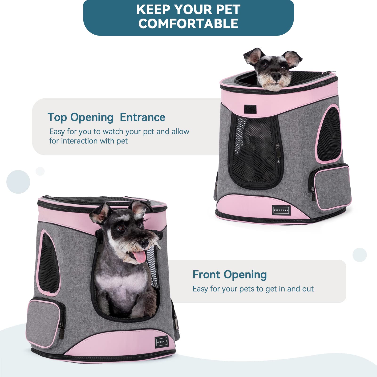 Petsfit mochila con ventanas de malla para buena ventilación.