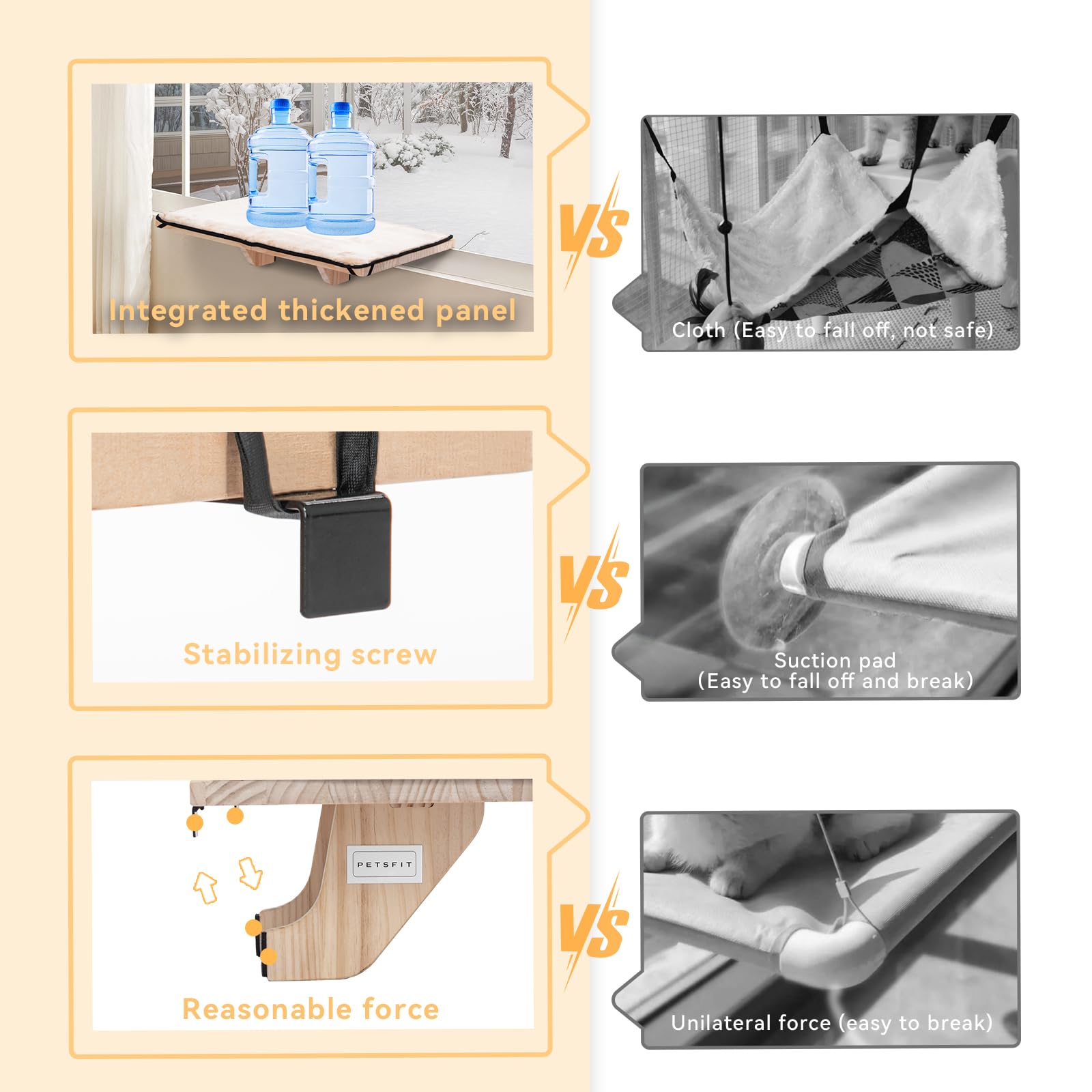 PETSFIT percha de ventana para gatos 2, disfruta del sol y la vista juntos
