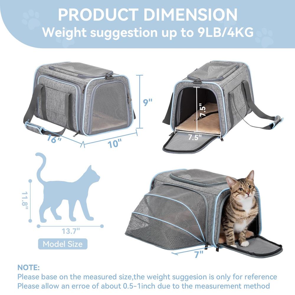 Petsfit portador para gato pequeno con medidas claras para cabinas de avión