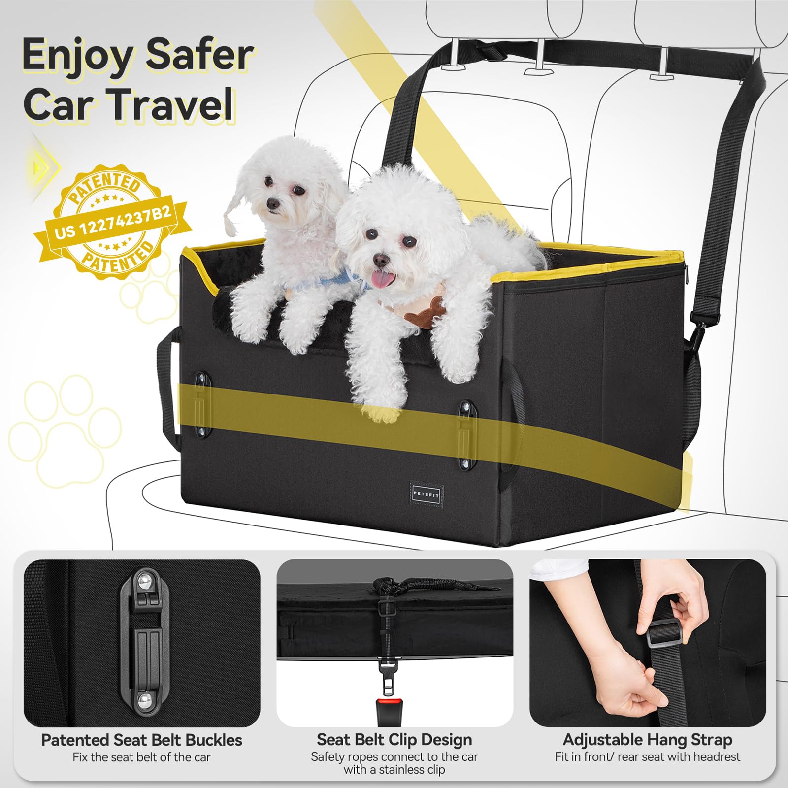 Petsfit tela Oxford duradera con forro de felpa para viajes cómodos.