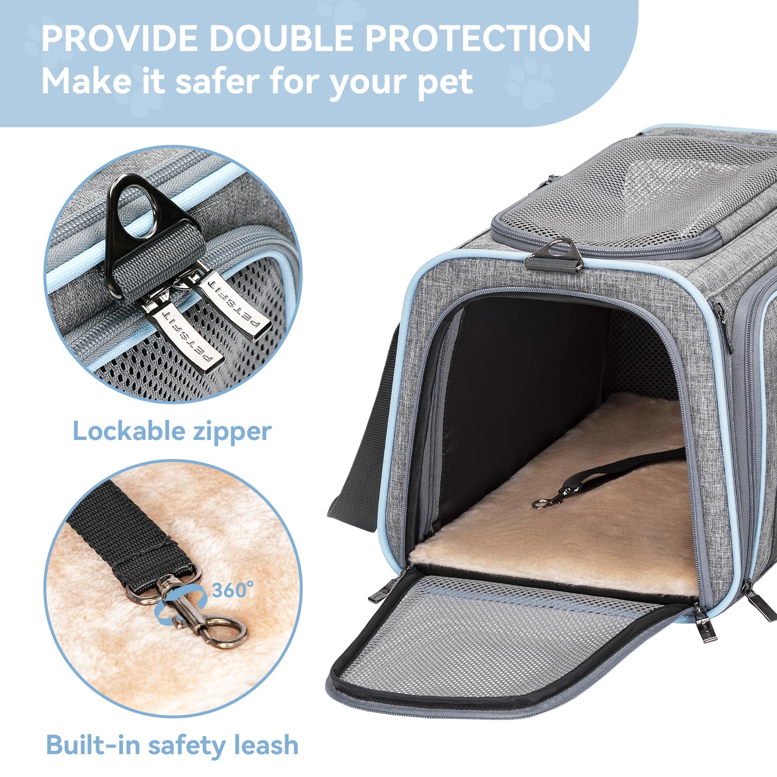 Petsfit tela Oxford duradera para uso prolongado en viajes