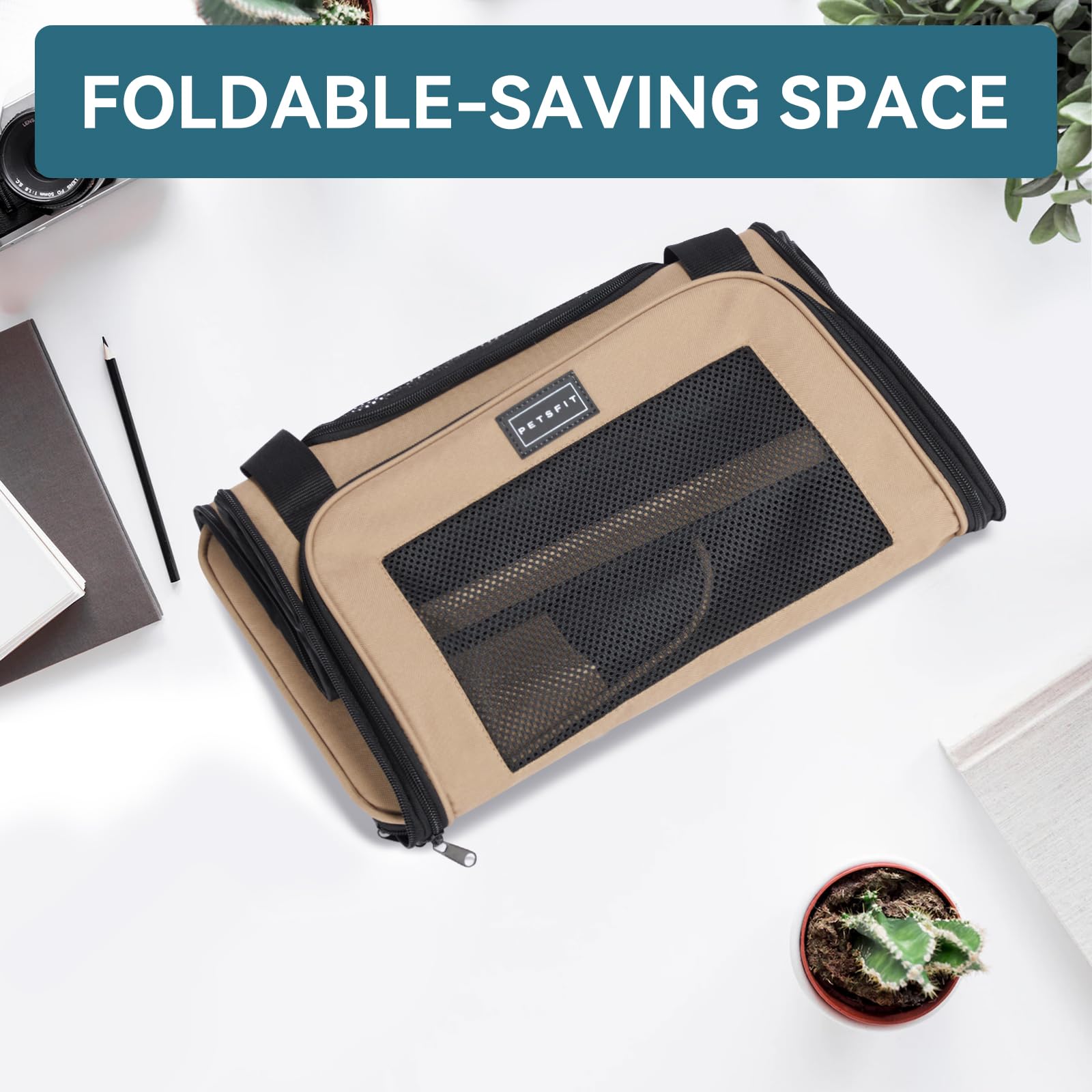 Petsfit transportín con enganche para maleta para viajar junto al equipaje.