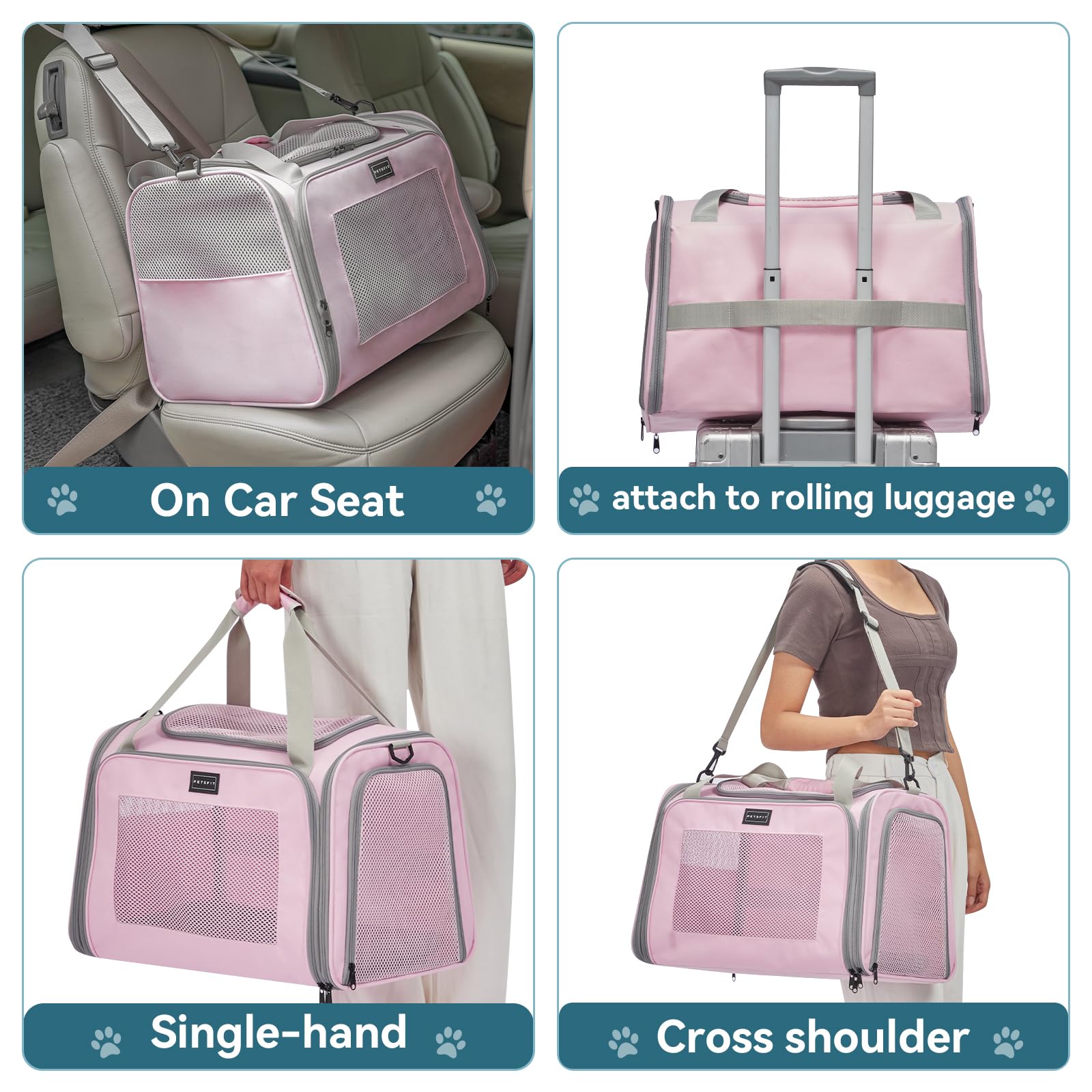 Petsfit transportín con entrada superior para facilitar la colocación de la mascota.