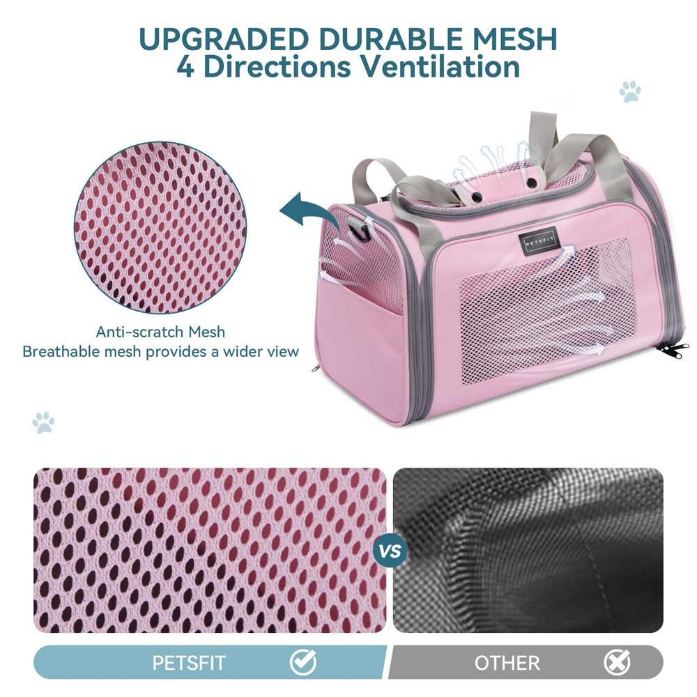 Transportín Petsfit para gatos grandes, diseño plegable para almacenamiento.
