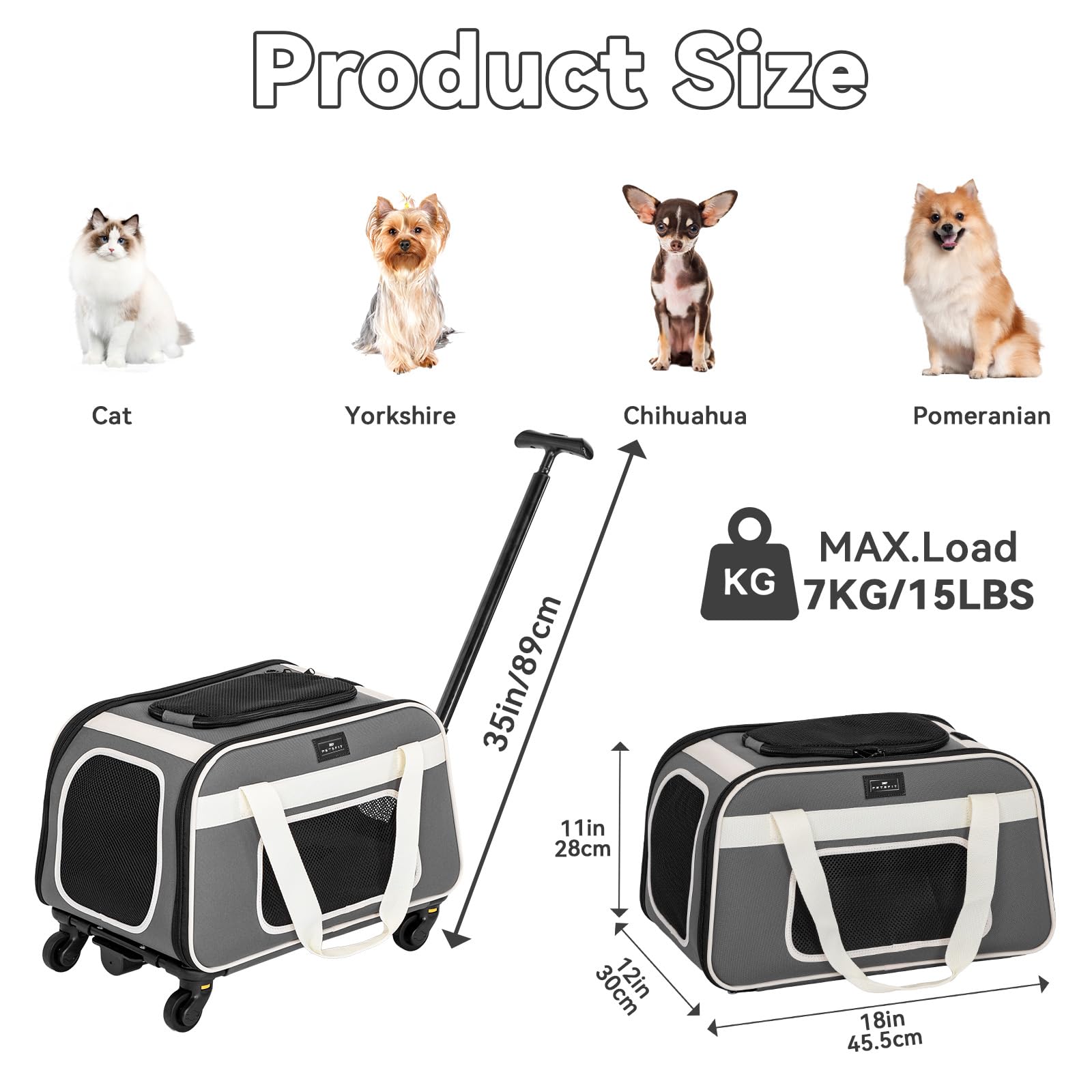Petsfit transportín gato con ventilación de cuatro lados