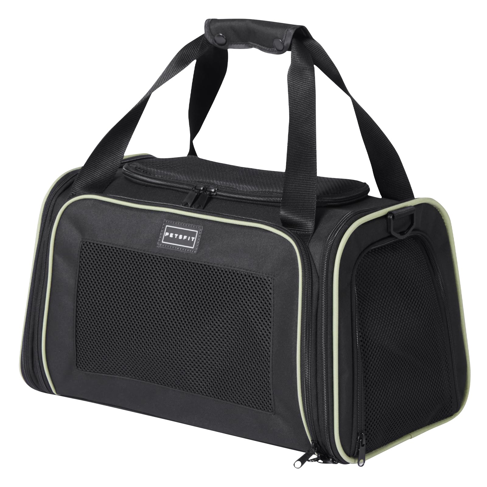 Transportín Petsfit para mascotas, aprobado para aerolíneas, manta extensible incluida para confort en viaje.