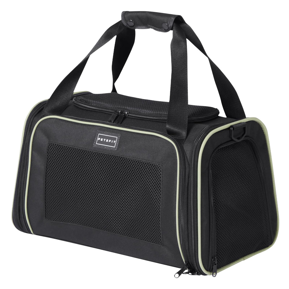 Transportín Petsfit para mascotas, aprobado para aerolíneas, manta extensible incluida para confort en viaje.