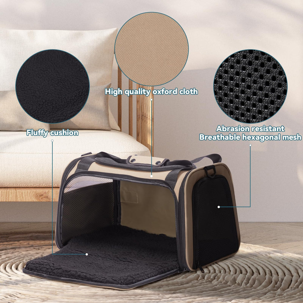 Petsfit transportín con cuatro paneles de malla para ventilación y visibilidad.
