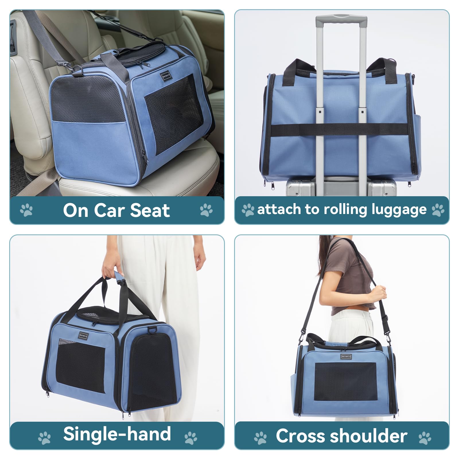 PETSFIT transportín con asa superior acolchada para movilidad cómoda