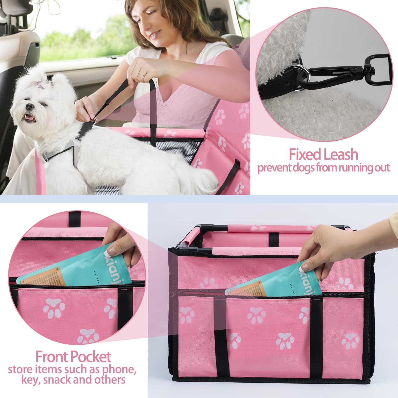 PetsHome: bolsillo frontal para teléfono y snacks durante el viaje.