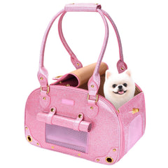 PetsHome bolso transportin para perro con bling rosa, ideal para salidas cortas.