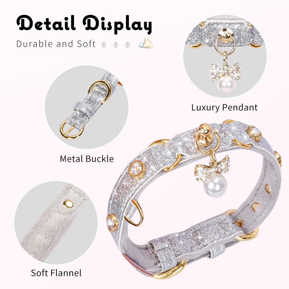 PetsHome collar de cuero PU con brillos para estilo diario y durabilidad.