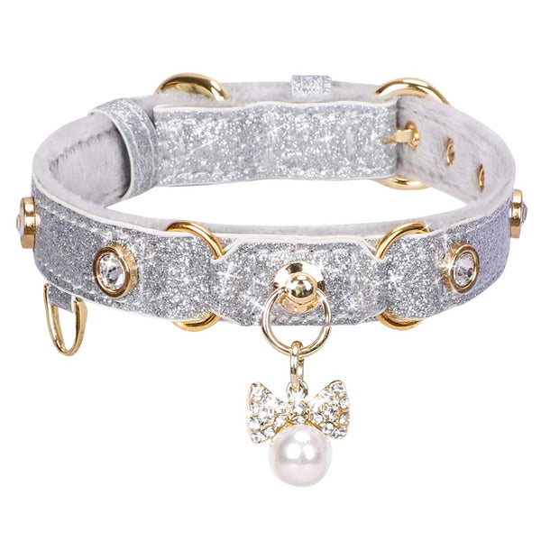 Collar PetsHome para gato con diamantes y diseño lujoso para lucir elegante.
