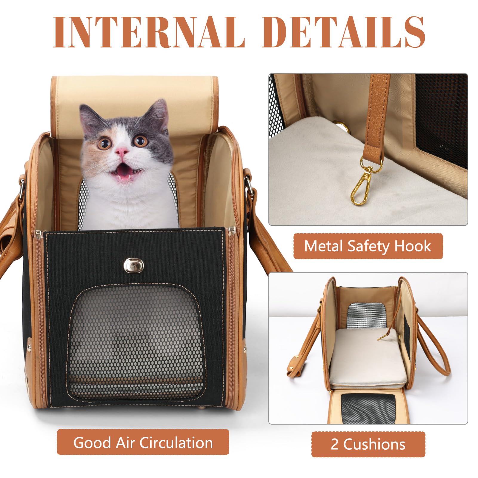PetsHome porta-perro correa interna fija para evitar que la mascota se escape.