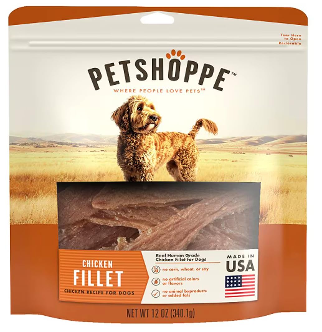 PetShoppe Filete de Pollo Premium, empaque de 12 oz, sabor natural para perros.