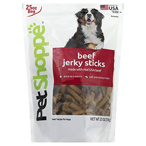 PetShoppe Palitos de carne seca para perro: empaque visible, snack suave para premiar.