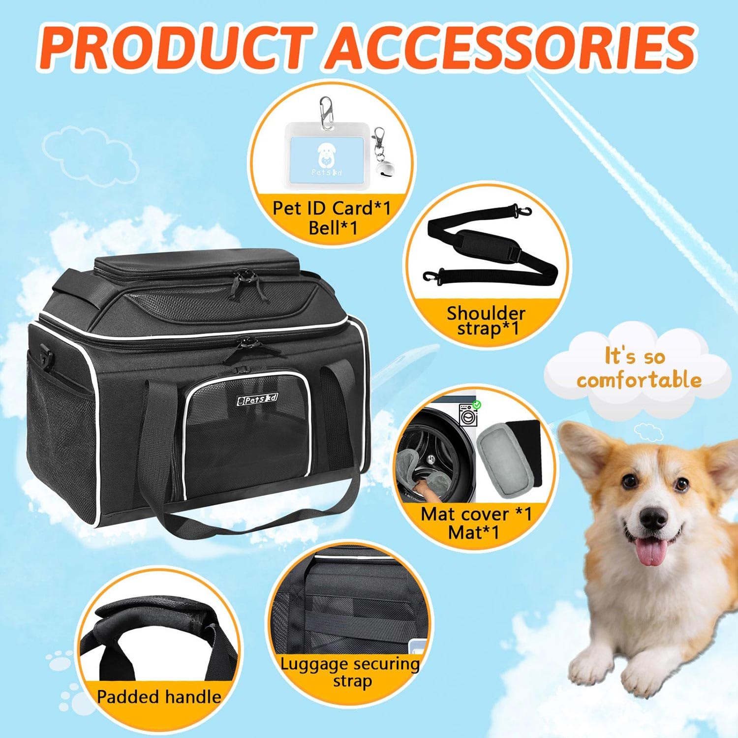 Petskd interior espacioso para perros y gatos pequeños durante el viaje