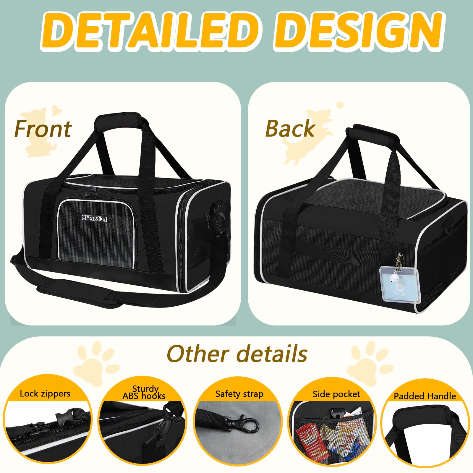 Petskd portador con accesorios para ajuste cómodo del collar