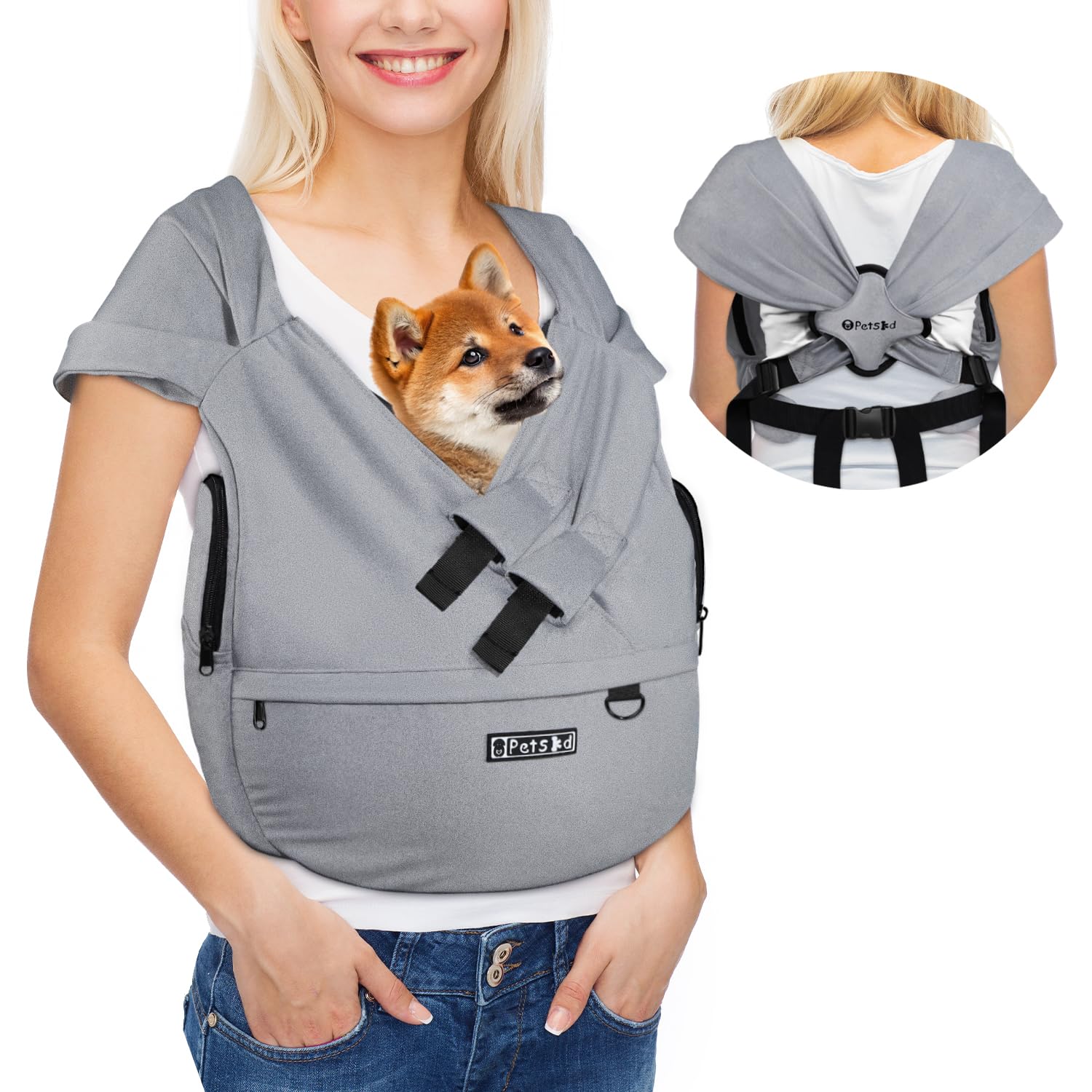 Petskd portador frontal para perro: cómodo transporte en el pecho.