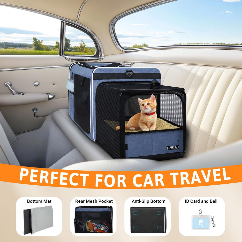 Petskd transportín gato caja arena integrada: comodidad para baños y descansos en trayectos