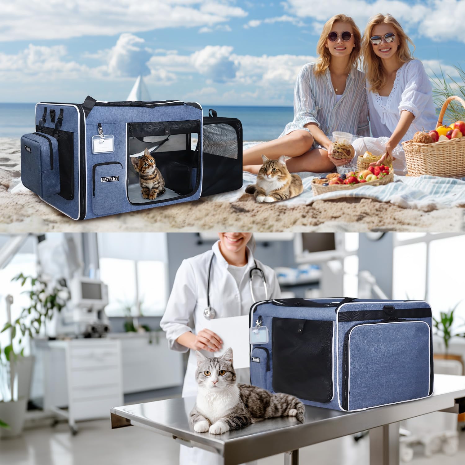 Petskd transportín gato plegable ligero para viajar con comodidad