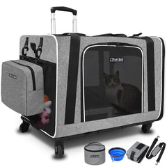 Petskd transportín para gatos con ruedas, traslado cómodo y seguro.