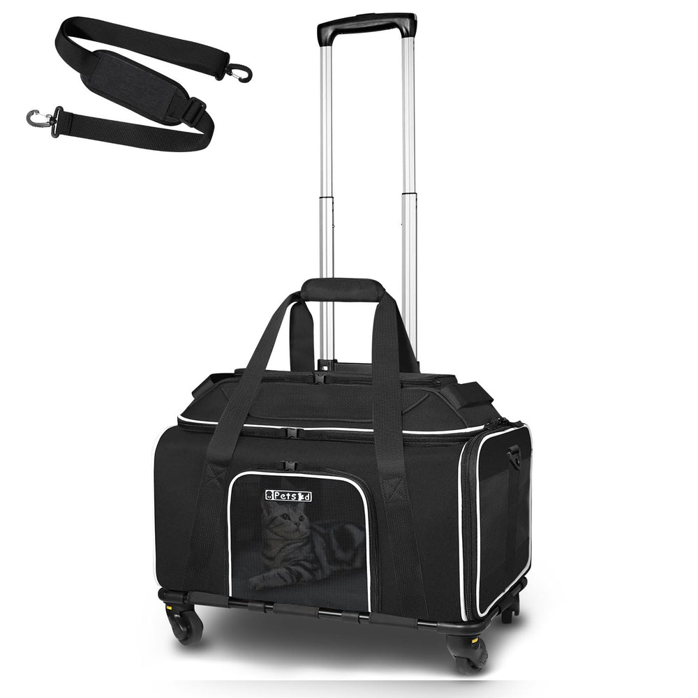 Petskd transportín para mascotas con ruedas, vista frontal, movilidad suave para viajar