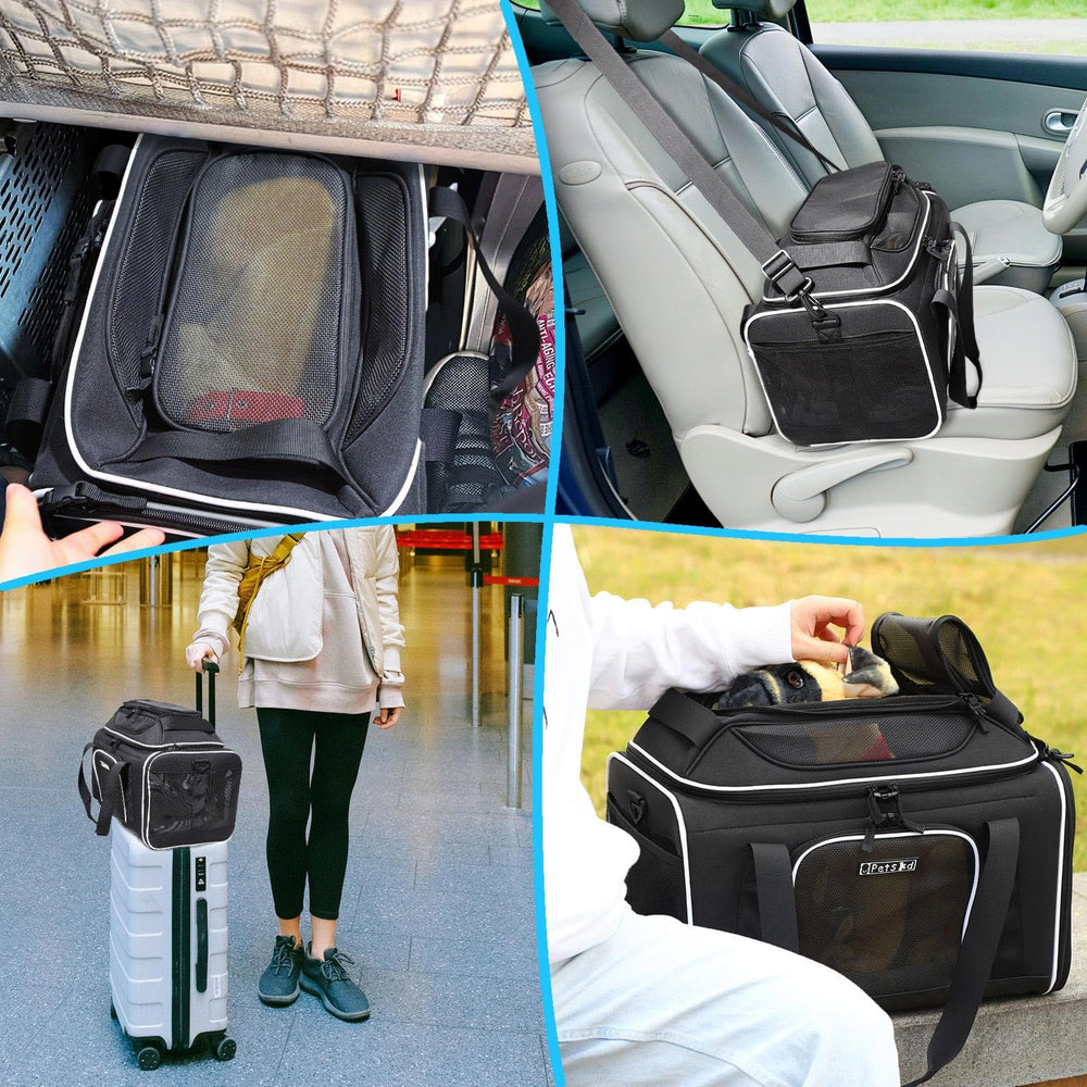 Petskd transportín expandible uso: ideal para viajes en avión y trayectos cortos