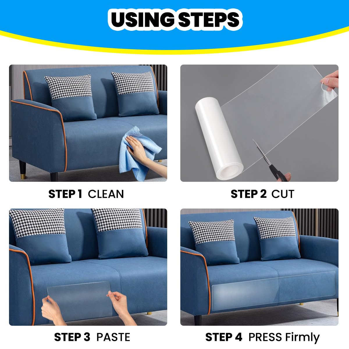 Petslucent cinta autoadhesiva sofa: instalación rápida con acabado casi invisible.