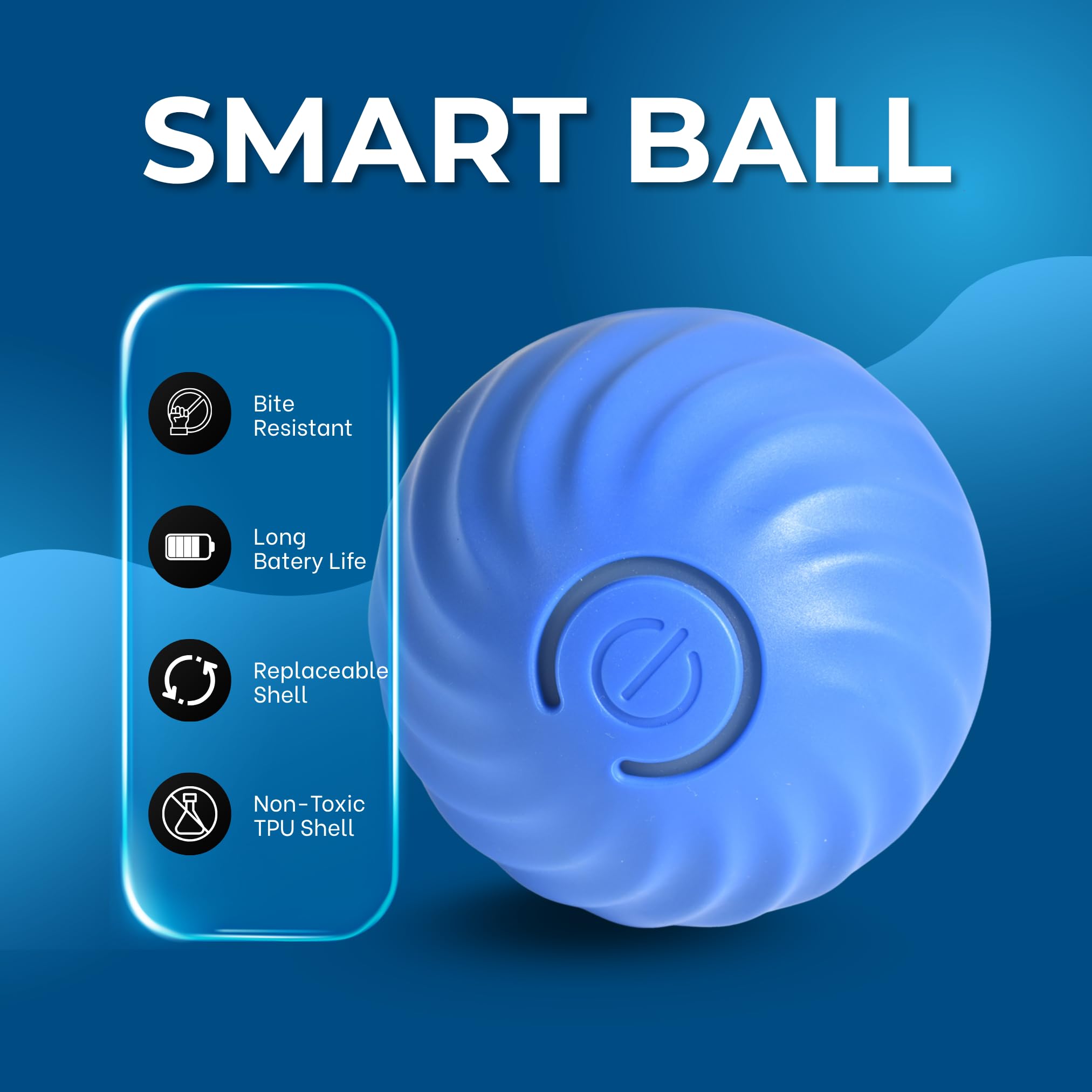 Bola Petsndthings vibrante con vibración para entretenimiento y ejercicio.