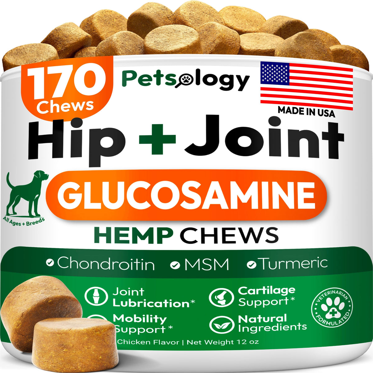Petsology botella-supl-articular-perro: apoyo potencial a la movilidad articular.