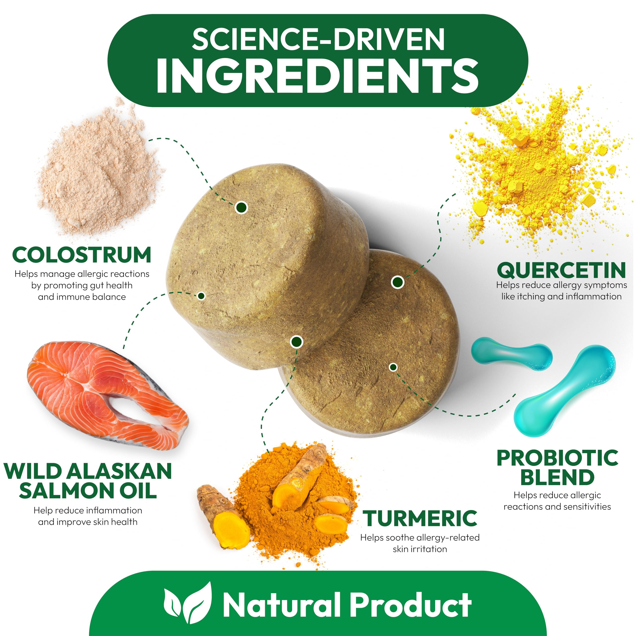 Golosinas de Petsology con probióticos para una piel sana y apoyo digestivo.