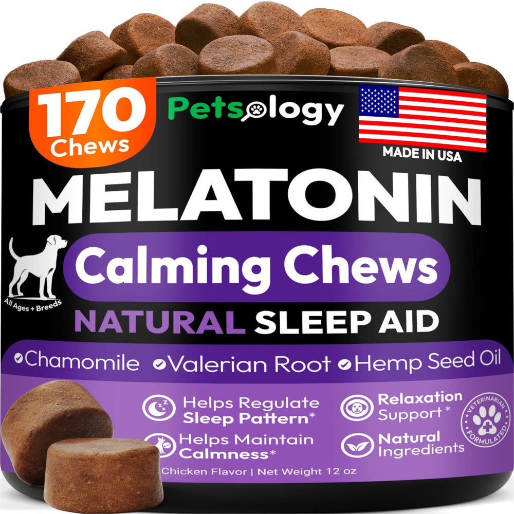 Petsology Melatonina Avanzada para Perros, botella, promueve sueño tranquilo
