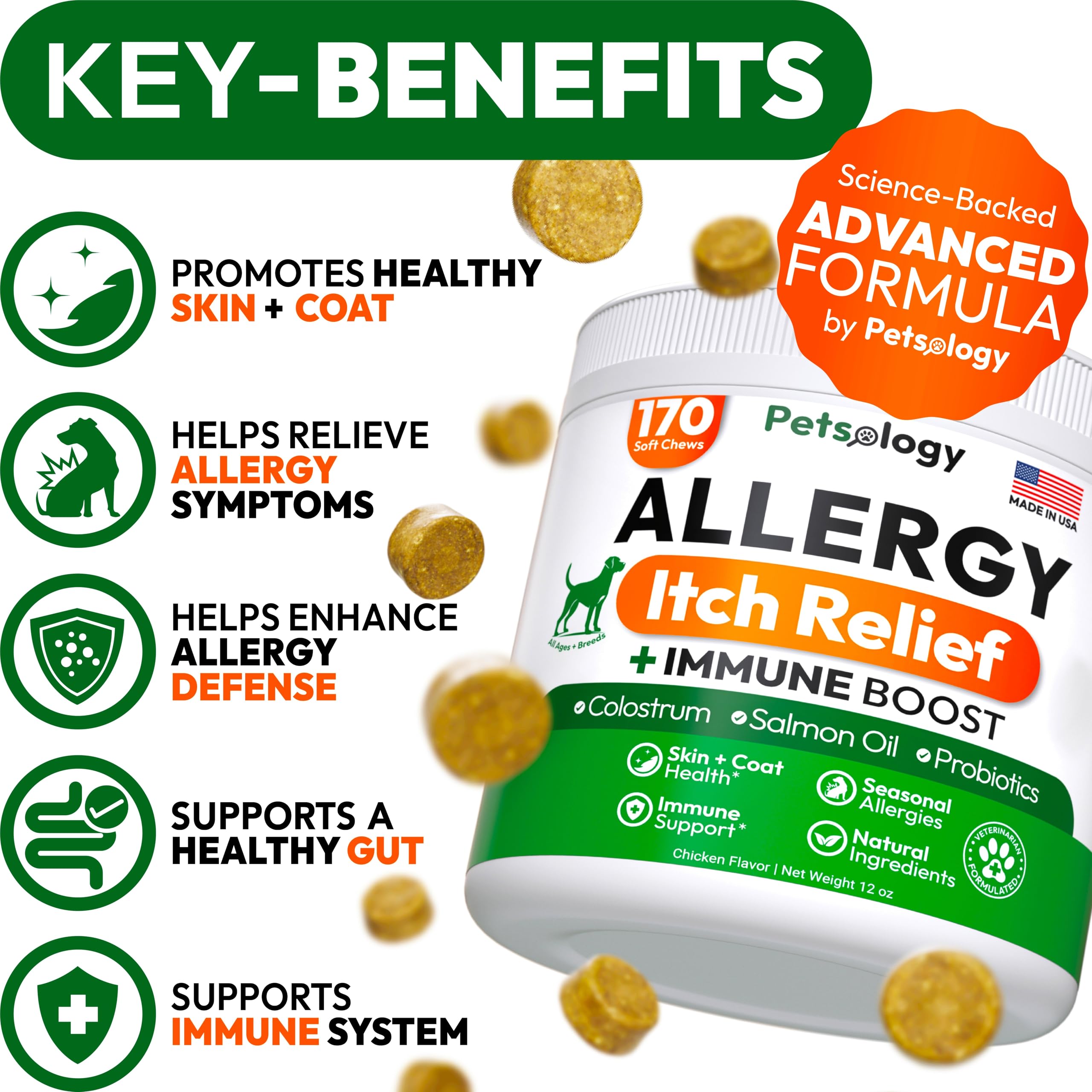 Petsology Omega-3 de pescado, apoyo a piel y pelaje saludables.