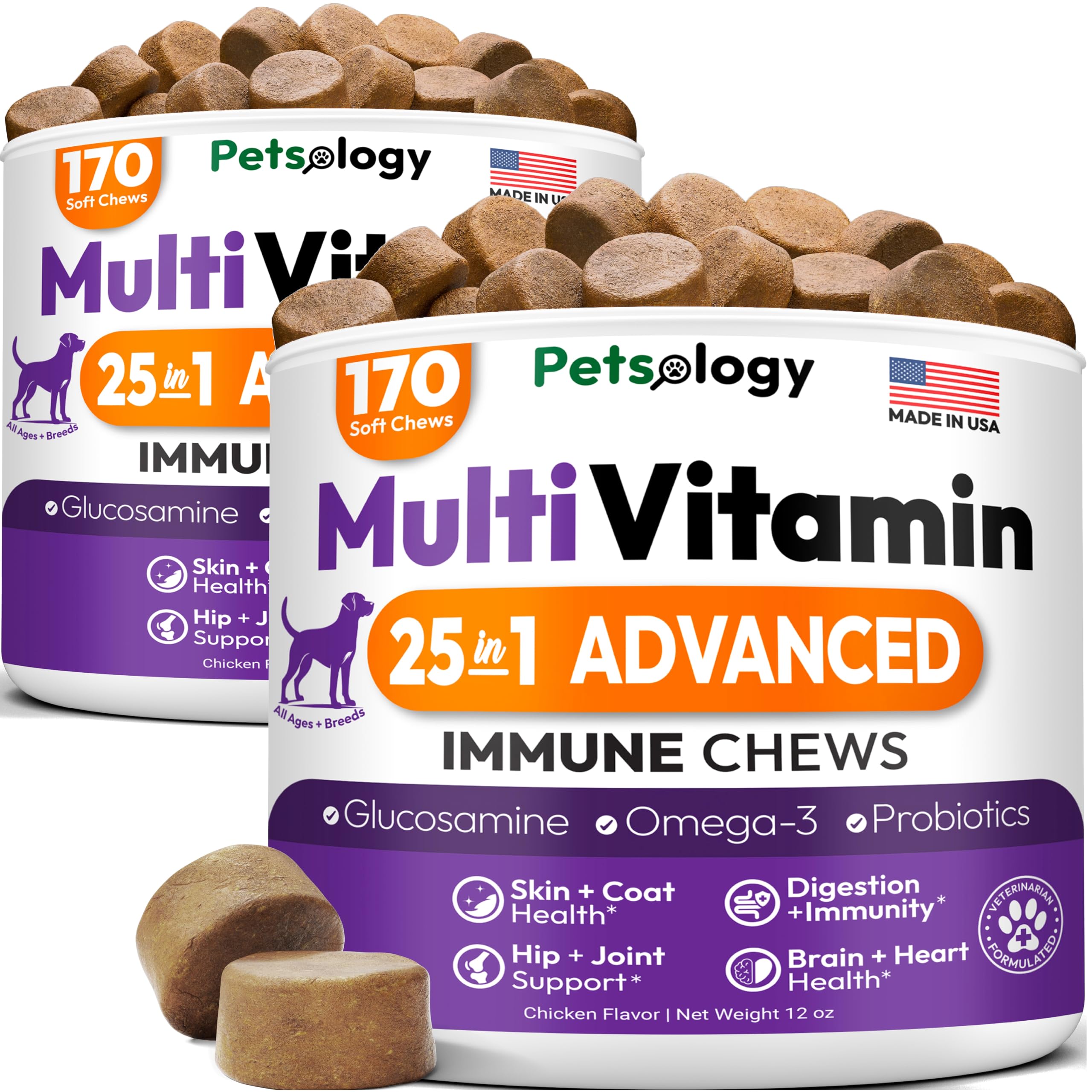 Petsology: masticables para perros en dos unidades, apoyo general a la vitalidad diaria.