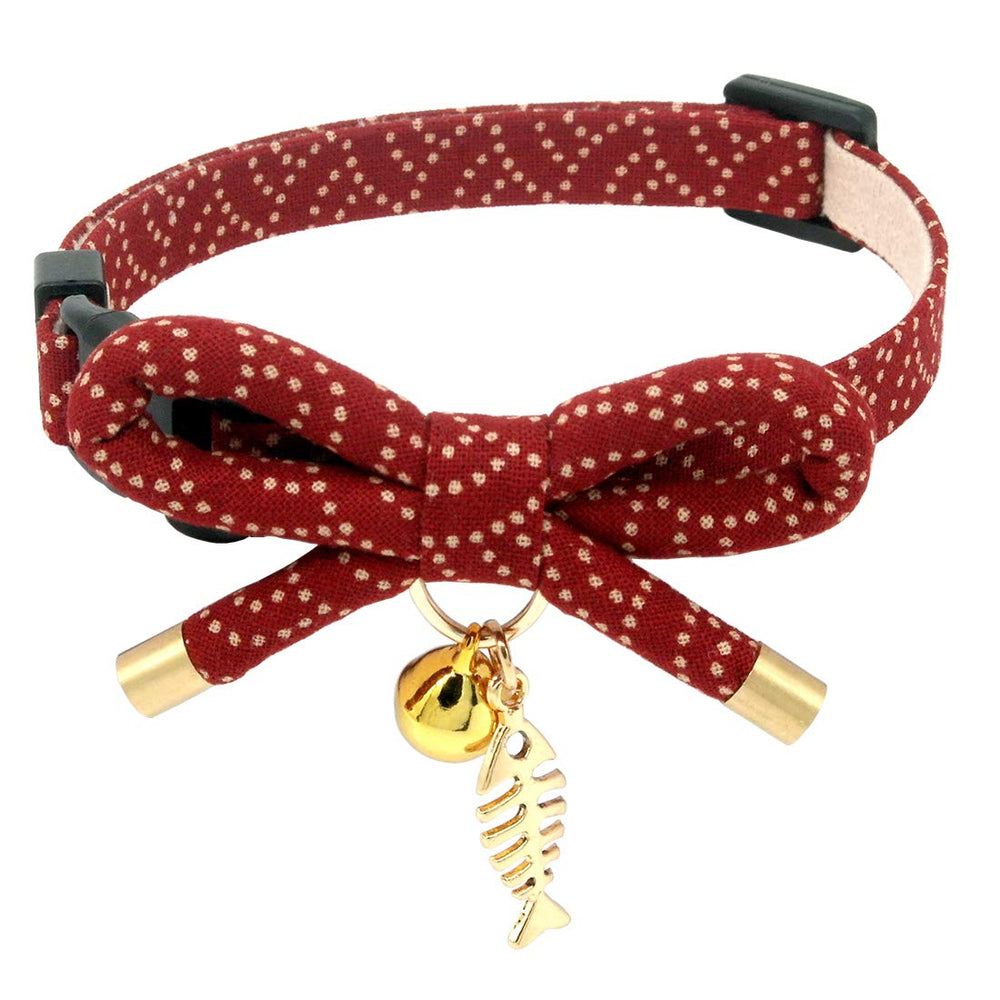 PetSoKoo collar gato con lazo en forma de moño y campana para estilo y visibilidad.