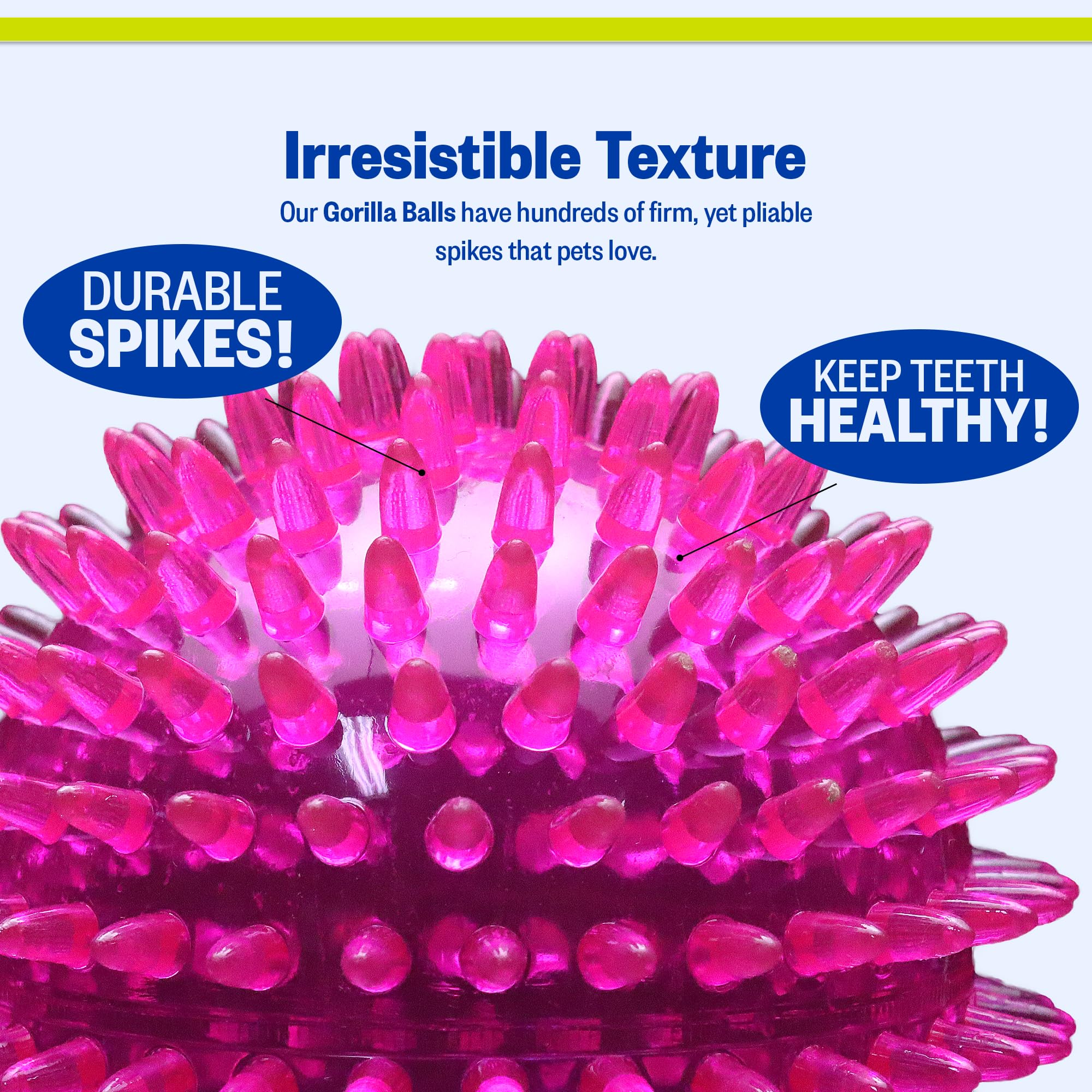 PetSport Gorilla Spiky Ball, textura espinosa para agarre seguro