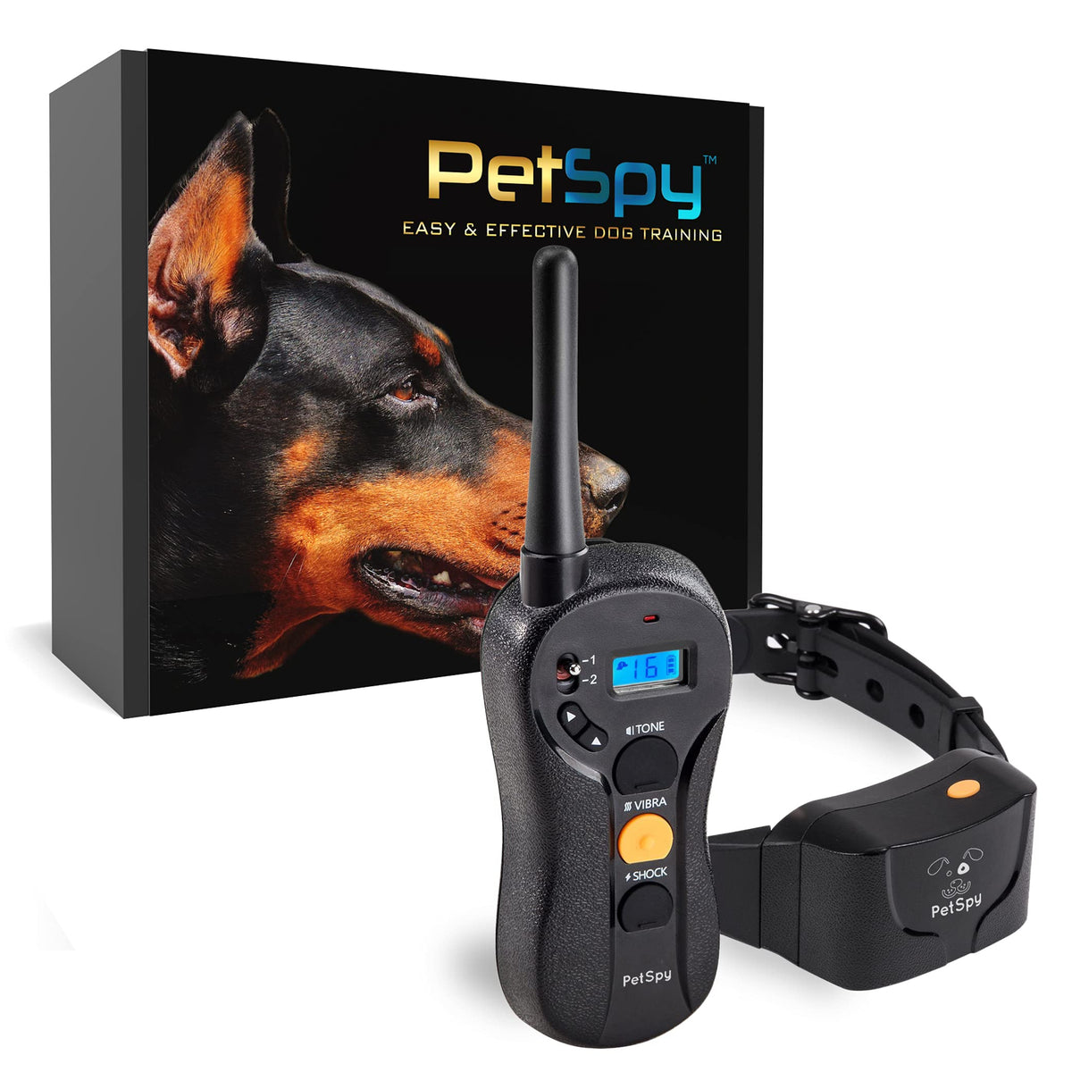 PetSpy collar de entrenamiento con control remoto para adiestramiento eficaz.