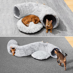 PETSTA tunel gato plush muy suave, descanso cálido para tu mascota.