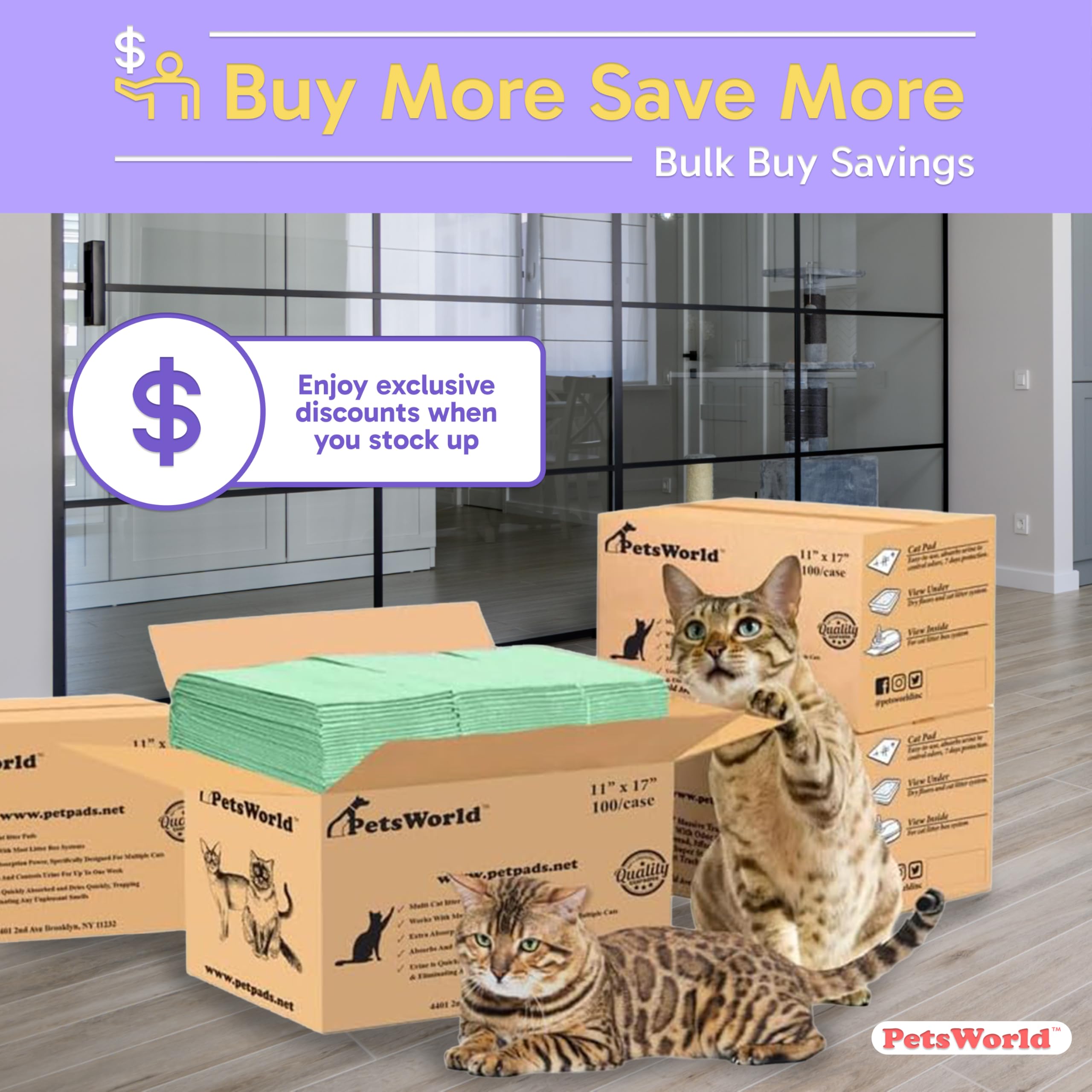 Limpieza fácil con almohadillas desechables de PetsWorld sin necesidad de raspar.