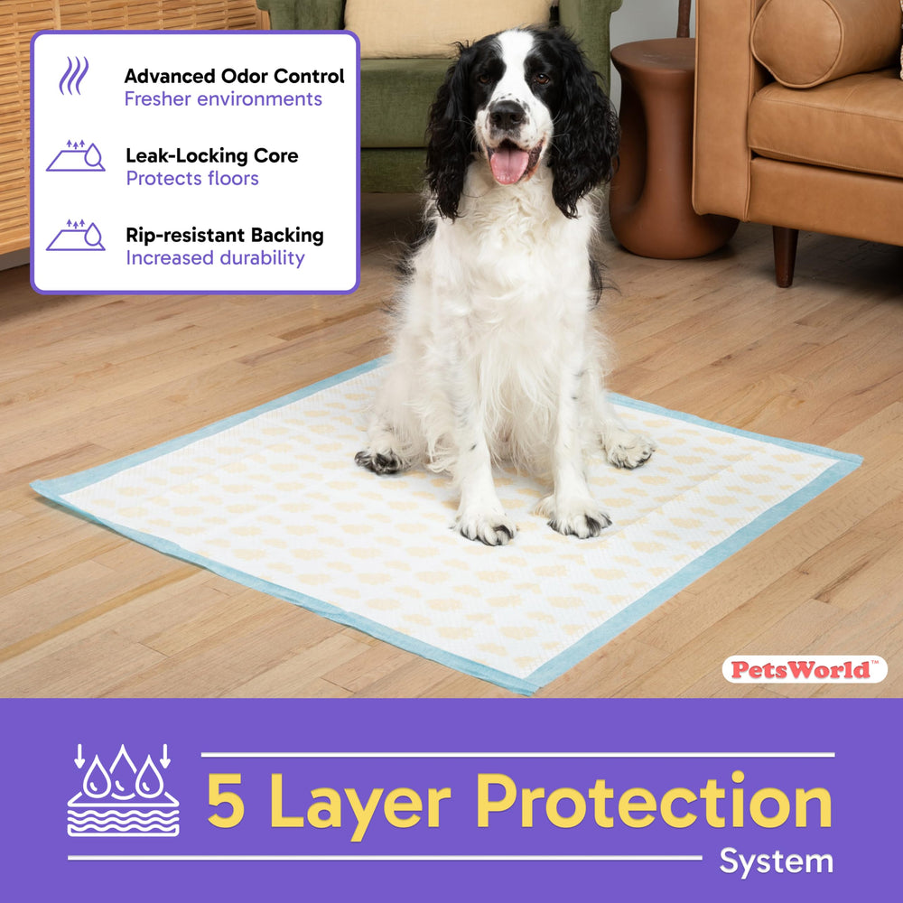 PETSWORLD tecnología gel absorbe líquidos rápidamente y reduce olores.