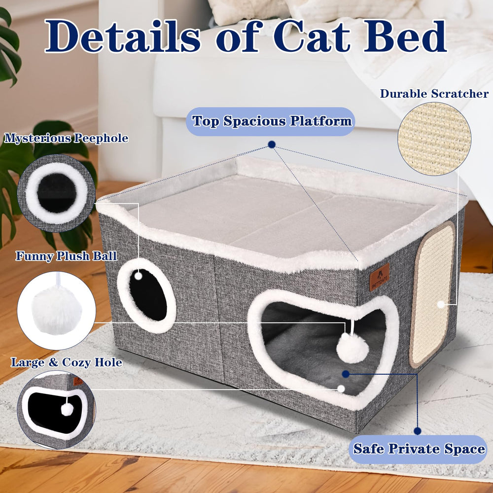 PETTDATE cama gato base antideslizante, descanso seguro.
